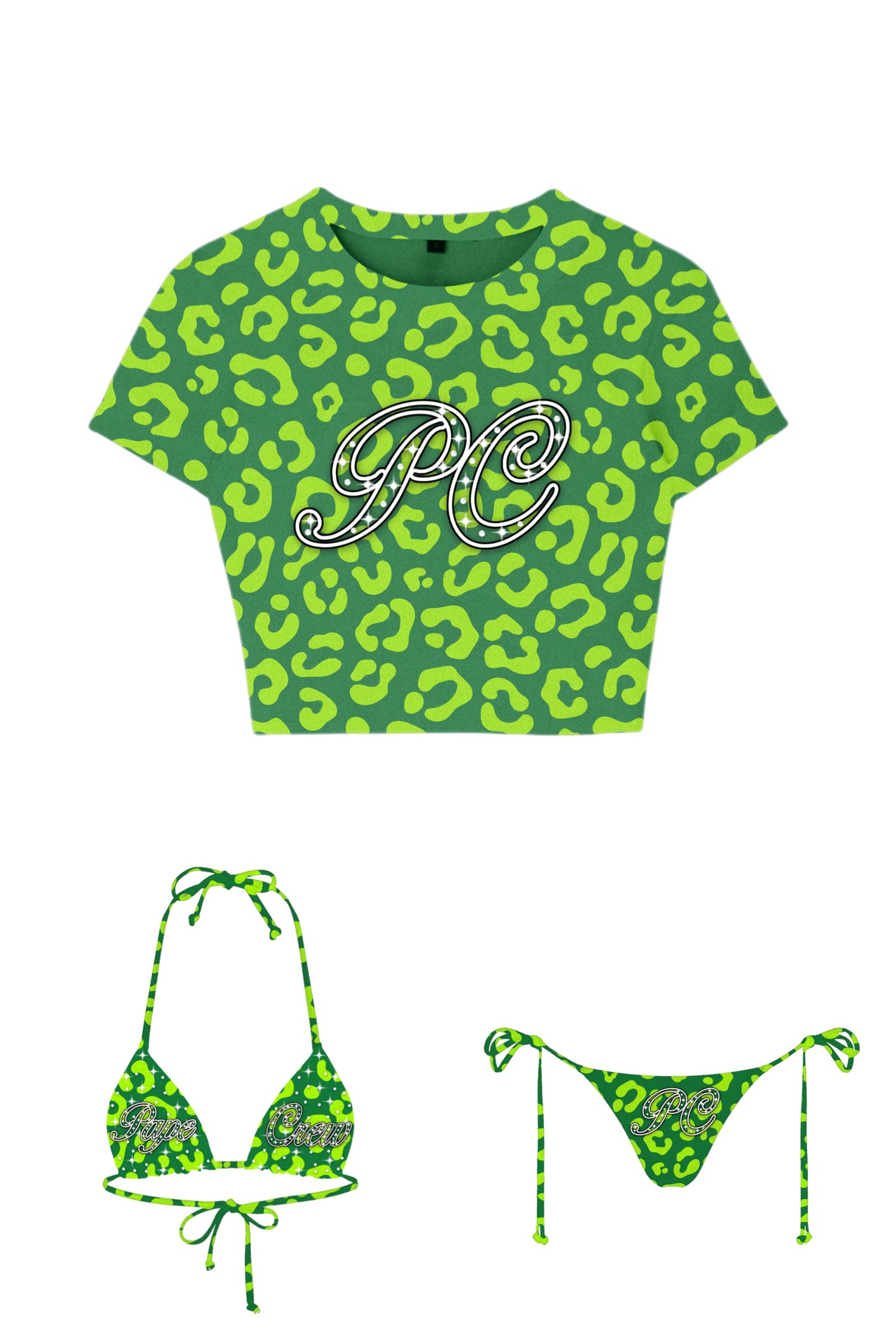 Pape Crew Cheetah Luxe Bikini Set - Green