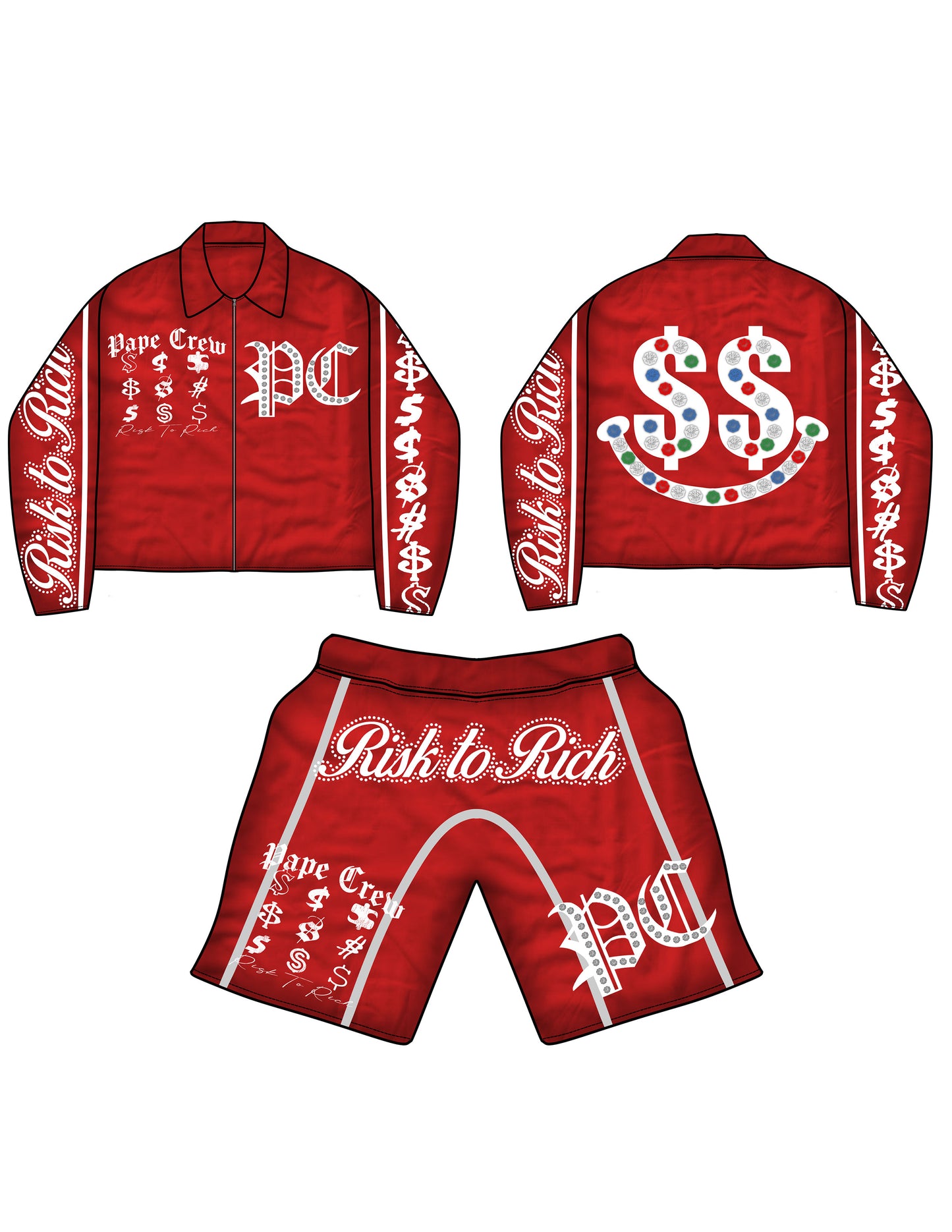 Pape Crew Windbreaker Set - Red