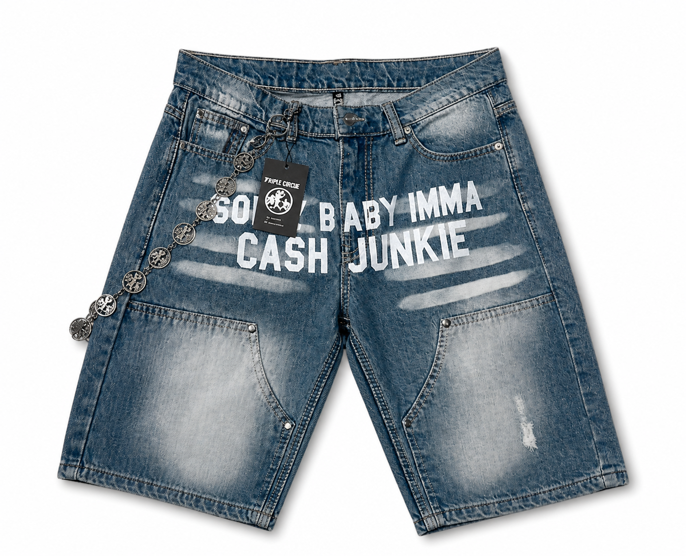 Cash Junkie Denim Shorts - Light Wash