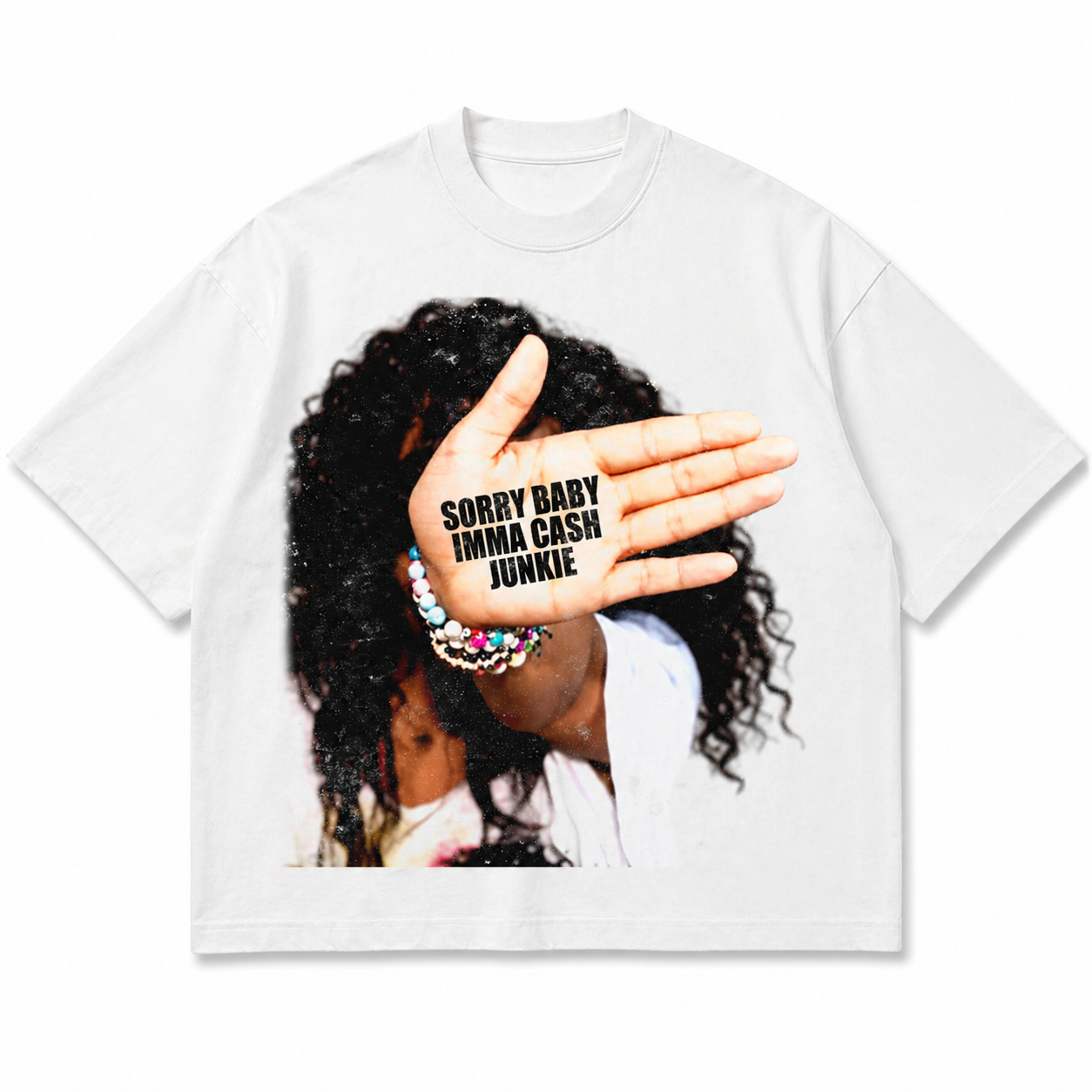 Cash Junkie Statement Tee - White