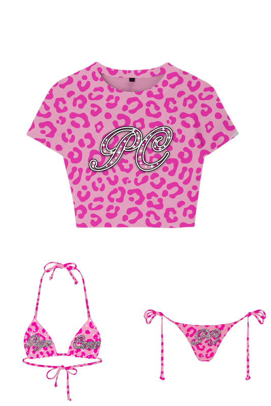 Pape Crew Cheetah Luxe Bikini Set - Pink
