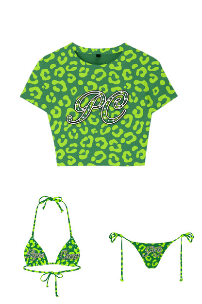 Pape Crew Cheetah Luxe Bikini Set - Green